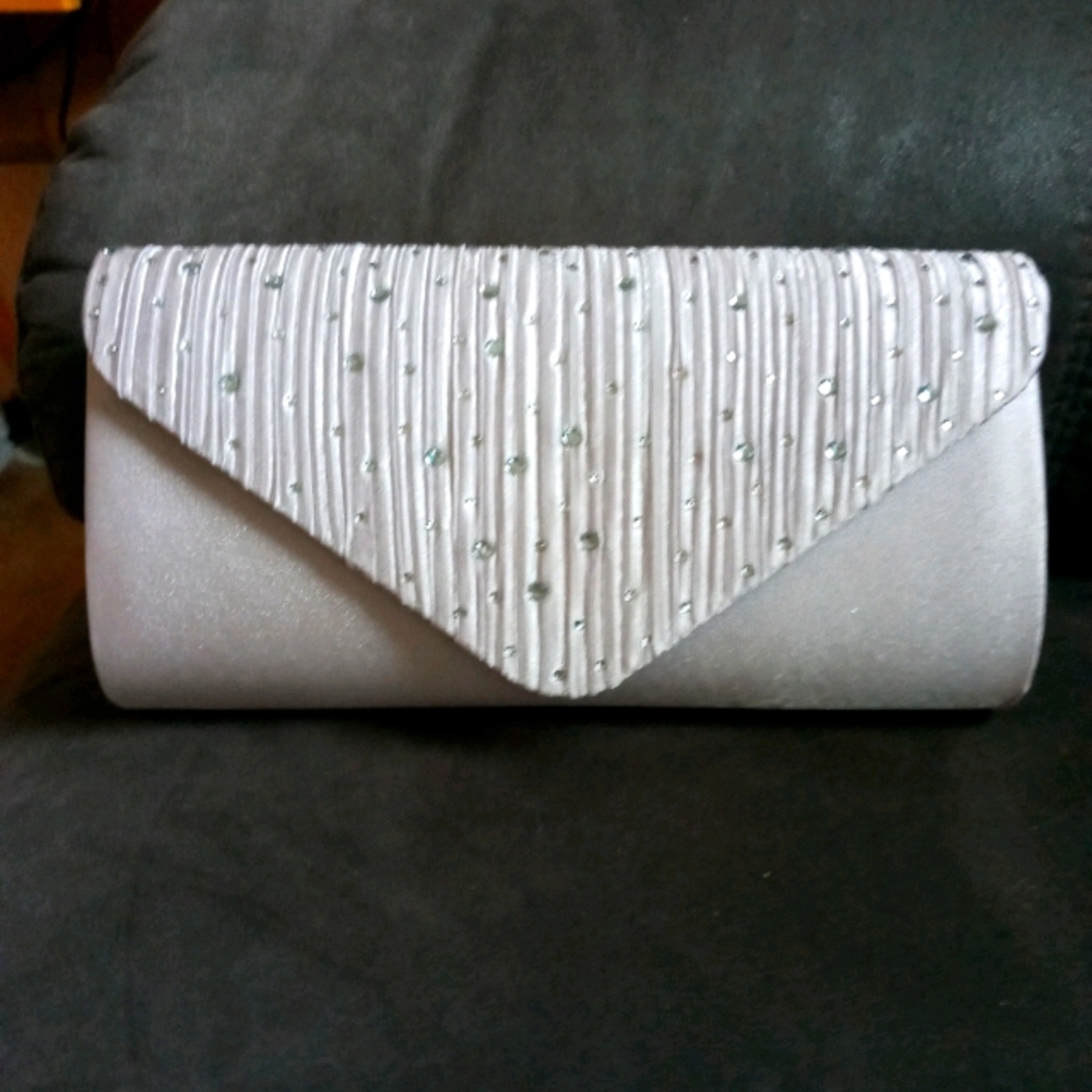 Silver clutch evening bag